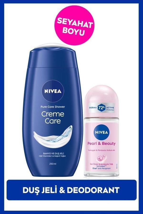 Creme Care Nemlendirici Duş Jeli 250ml ve Rollon Deodorant Pearl&Beauty 50ml, 72Saat Anti-perspirant - Image 1