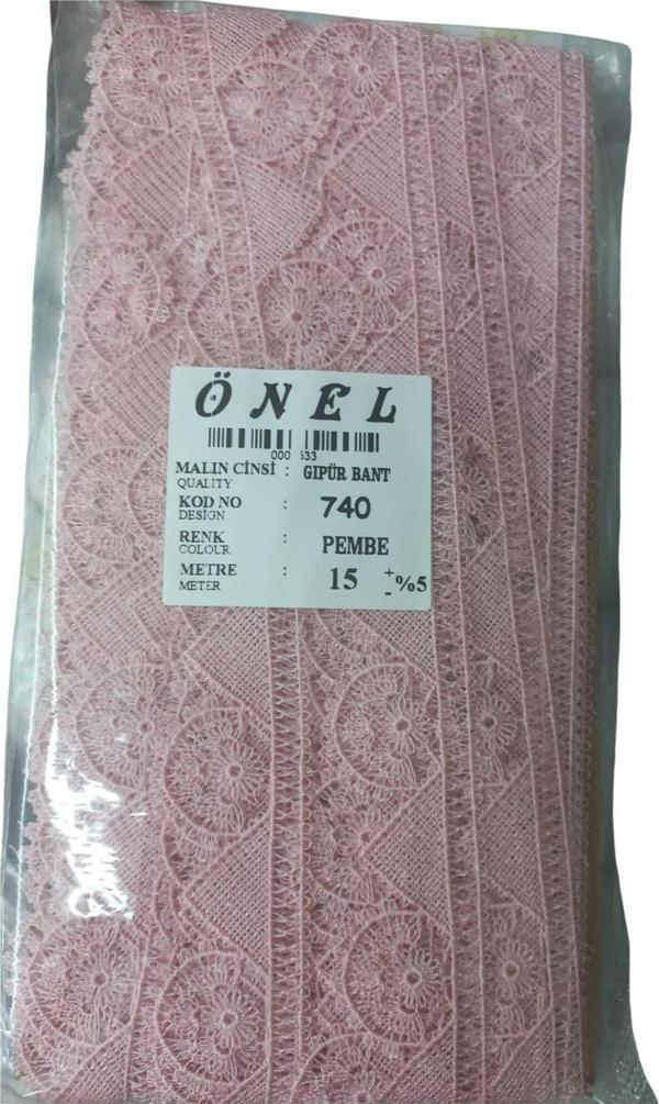Dantel Polyester Güpür Bant Pembe 15 Metre En 3 cm ON-740-P - Image 1
