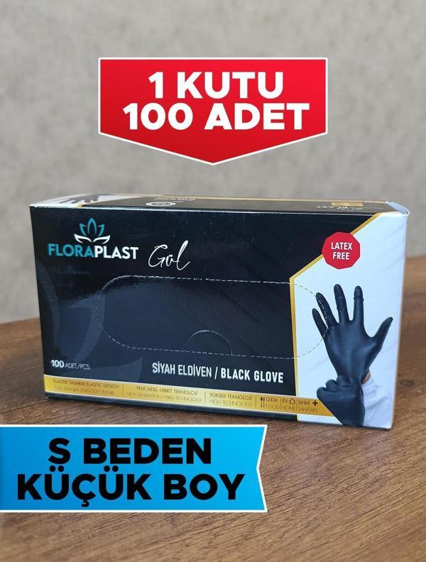 100 Adet S Beden Tek Kullanımlık Eldiven Siyah - Image 1