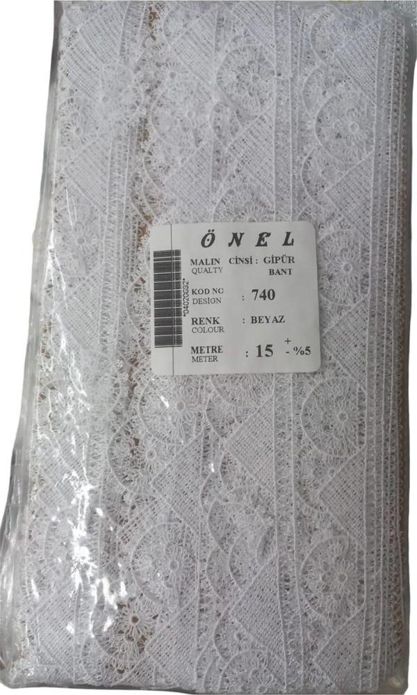 Dantel Polyester Güpür Bant Beyaz 15 Metre En 5 cm ON-740-B - Image 1