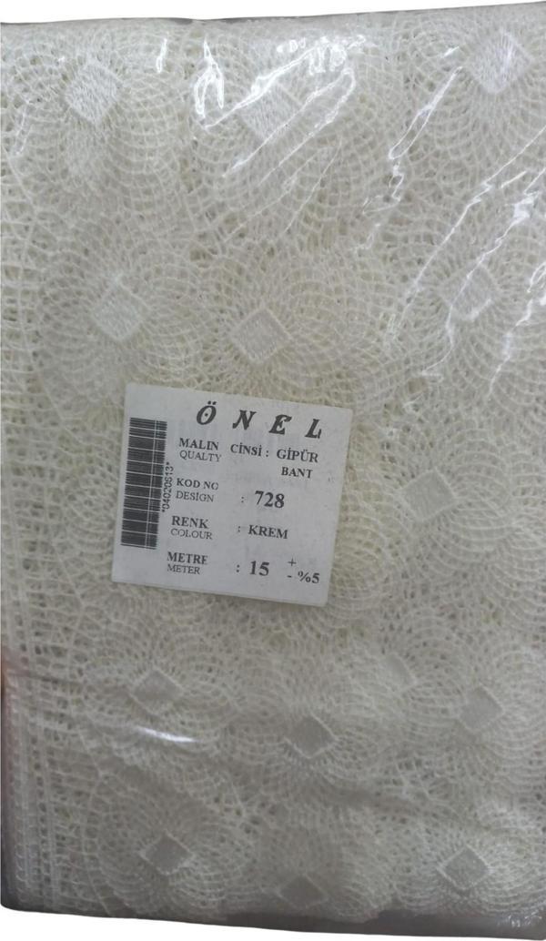 Dantel Polyester Güpür Bant Krem 15 Metre En 6 cm ON-728-KR - Image 1
