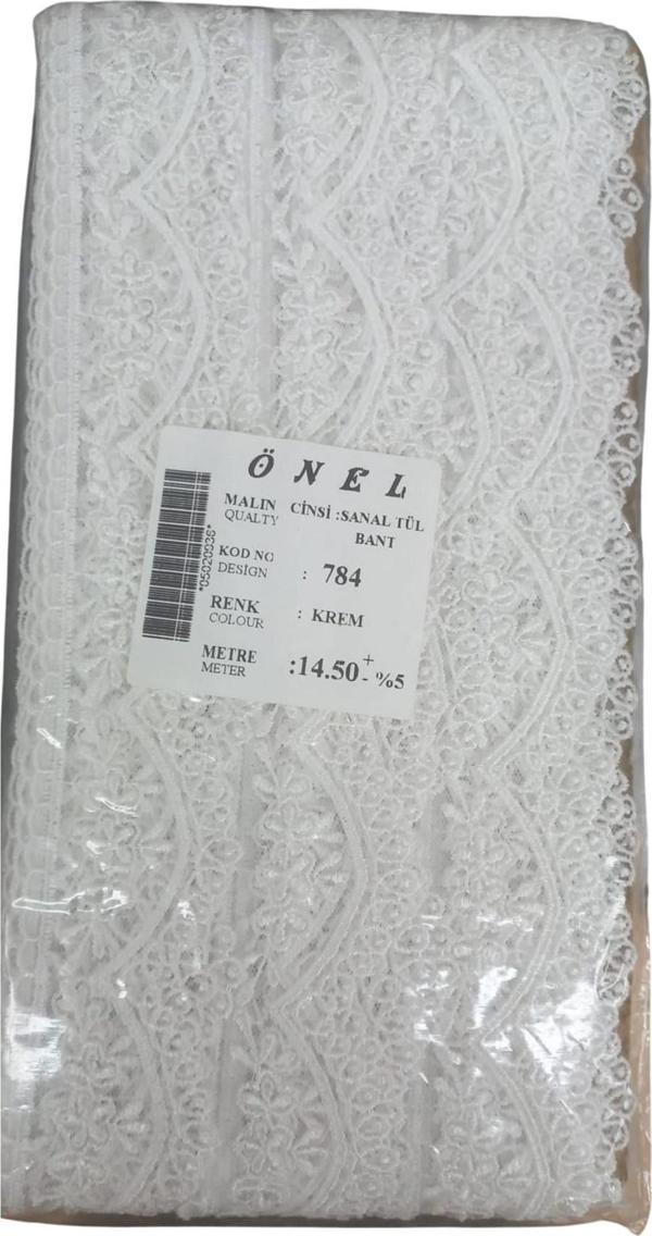 Dantel Polyester Sanal Tül Bant Krem 14,50 Metre En 3 cm ON-784-KR - Image 1