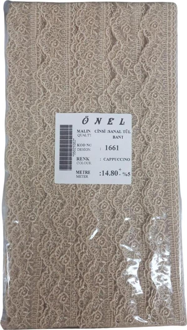 Dantel Polyester Sanal Tül Bant Cappucino 14,80 Metre En 6 cm ON-1661-C - Image 1