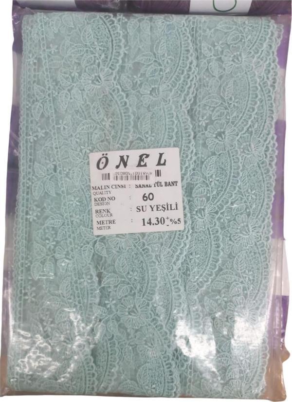 Dantel Polyester Sanal Tül Bant Su Yeşili 14,30 Metre En 6 cm ON-60-SY - Image 1