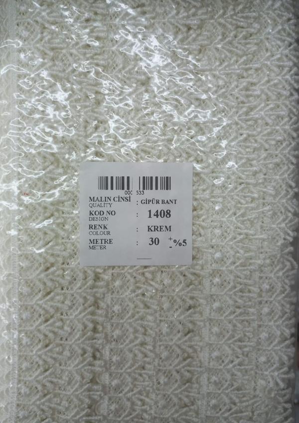 Dantel Polyester Güpür Bant Krem 30 Metre En 3 cm ON-1408-KR - Image 1