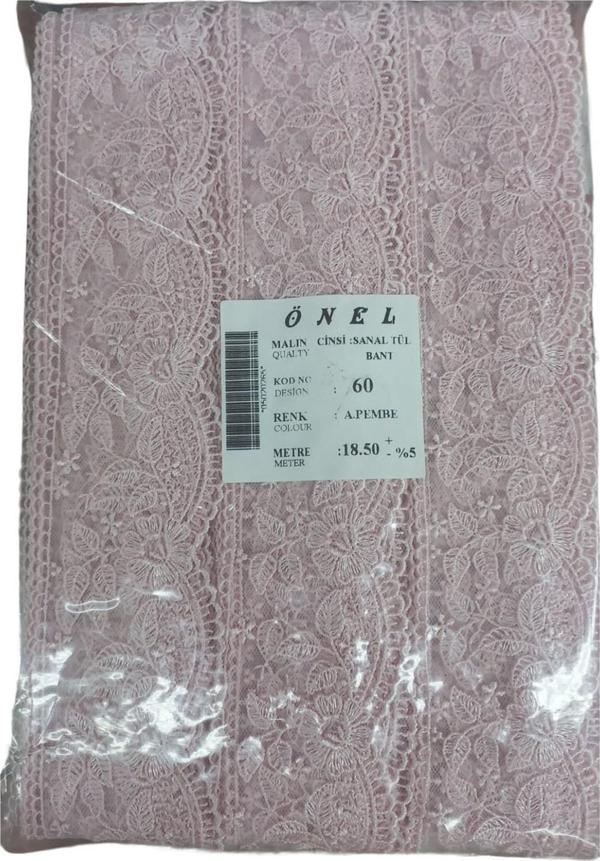 Dantel Polyester Sanal Tül Bant Açık Pembe 18,50 Metre En 6 cm ON-60-P - Image 1