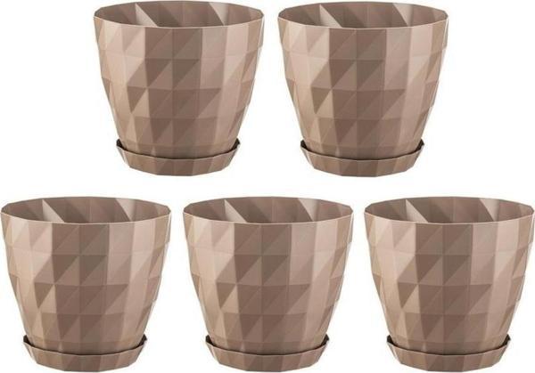 Omnipazar SO-KRT3 Dekoratif Kristal Saksı Takımı 1.85 lt Mocha 5 Adet - Image 1