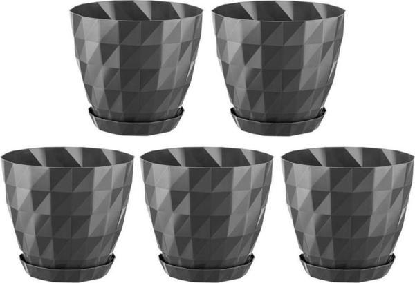 Omnipazar SO-KRT4 Dekoratif Kristal Saksı Takımı 3.25 lt Antrasit 5 Adet - Image 1