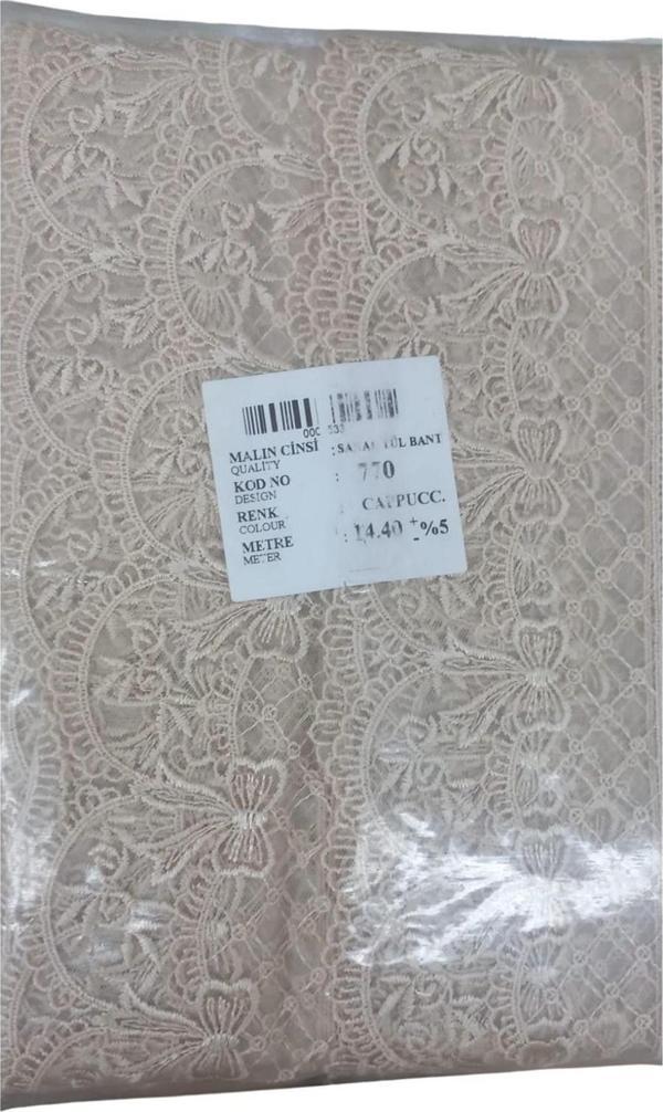 Dantel Polyester Sanal Tül Bant Cappucino 14,40 Metre En 6 cm ON-770-C - Image 1