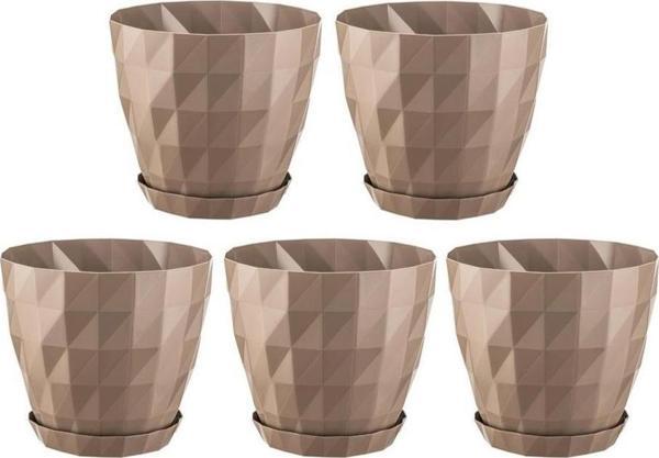 Omnipazar SO-KRT4 Dekoratif Kristal Saksı Takımı 3.25 lt Mocha 5 Adet - Image 1