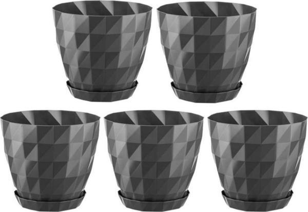 Omnipazar SO-KRT5 Dekoratif Kristal Saksı Takımı 6 lt Antrasit 5 Adet - Image 1