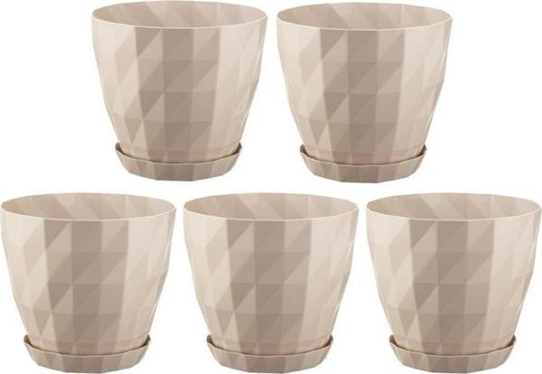 Omnipazar SO-KRT5 Dekoratif Kristal Saksı Takımı 6 lt Kirli Beyaz 5 Adet - Image 1