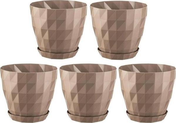 Omnipazar SO-KRT5 Dekoratif Kristal Saksı Takımı 6 lt Mocha 5 Adet - Image 1