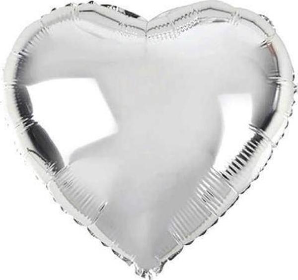 Kalp Şeklinde Folyo Balon 5 Adet 45 cm Gümüş Renk - Image 1