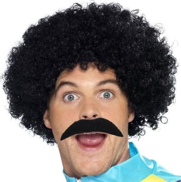 Siyah Scouser Erkek Kısa Peruk ve Bıyık Seti - Image 1