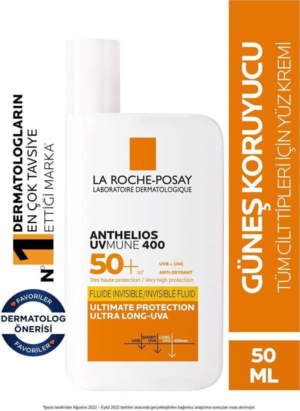 La Roche Posay Anthelios Uvmune 400 Invisible Fluid Spf50+ Güneş Koruyucu 50 Ml- Tüm Cilt Tipleri - Image 1