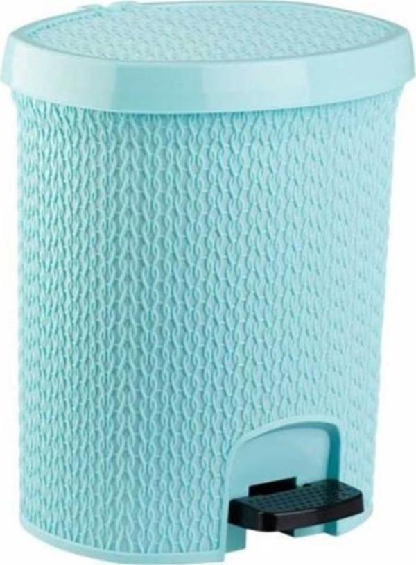 Plastik Örgülü Pedallı Çöp Kovası 5.5 Litre Turkuaz - Image 1