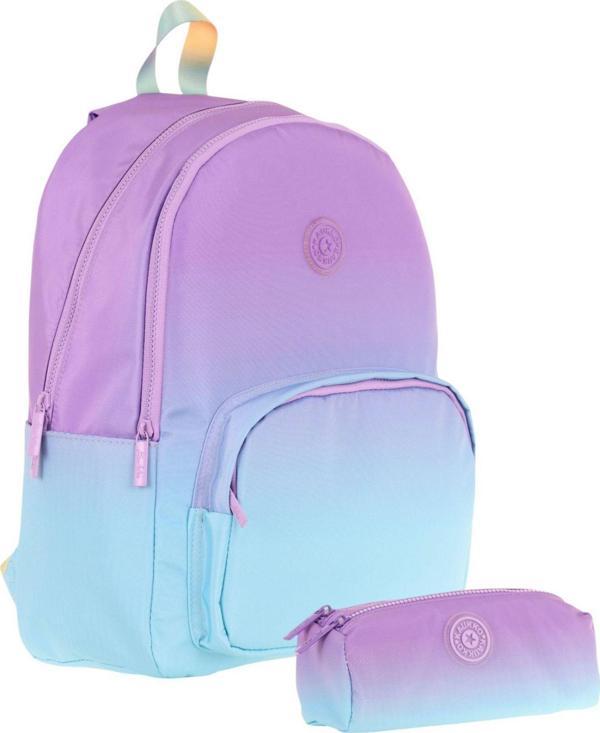 Kaukko Renk Geçişli Mor Turkuaz Kız Çocuk Okul Çantası ve Kalemlik Seti (KK - K1799+KK - K2710) - Image 1