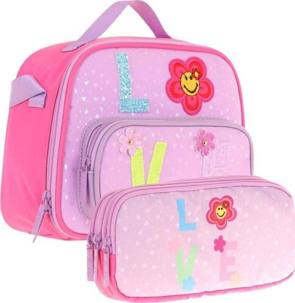 Kaukko Simli Love Baskılı Kız Çocuk Isı Yalıtımlı Beslenme Çantası ve Kalemlik Seti (L7211+L8211) - Image 1