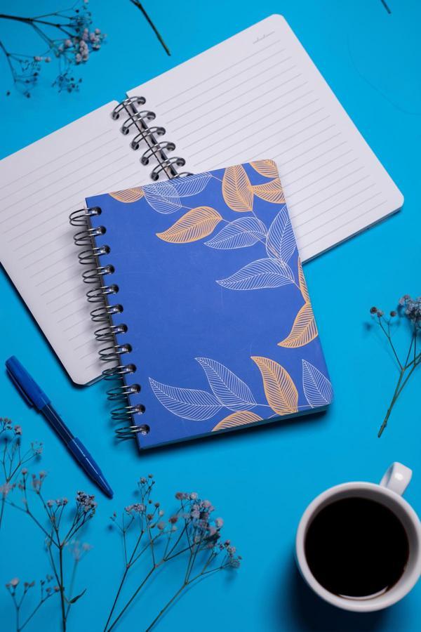 My Mia Art Mavi Yaprak Spiralli Defter 12x17 - Image 1