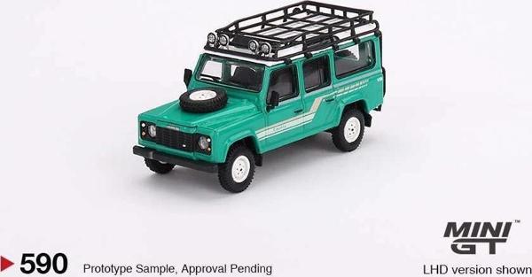 NessiWorld Mini GT 1/64 Land Rover Defender 110 1985 County Station Wagon Trident Green - Image 1