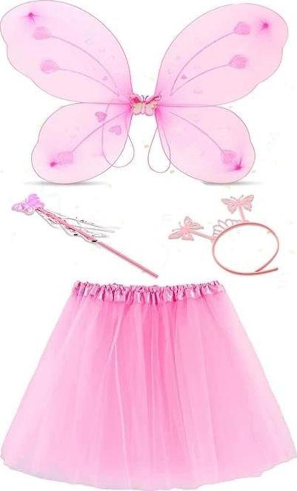 Nessiworld Toz Pembe Kelebek Kostümü - Toz Pembe Kelebek Kostüm Aksesuar Seti 4 Parça - Image 1