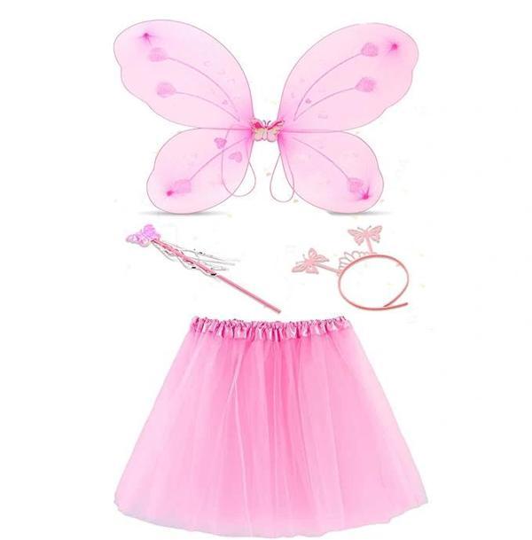 Toz Pembe Kelebek Kostümü - Toz Pembe Kelebek Kostüm Aksesuar Seti 4 Parça - Image 1