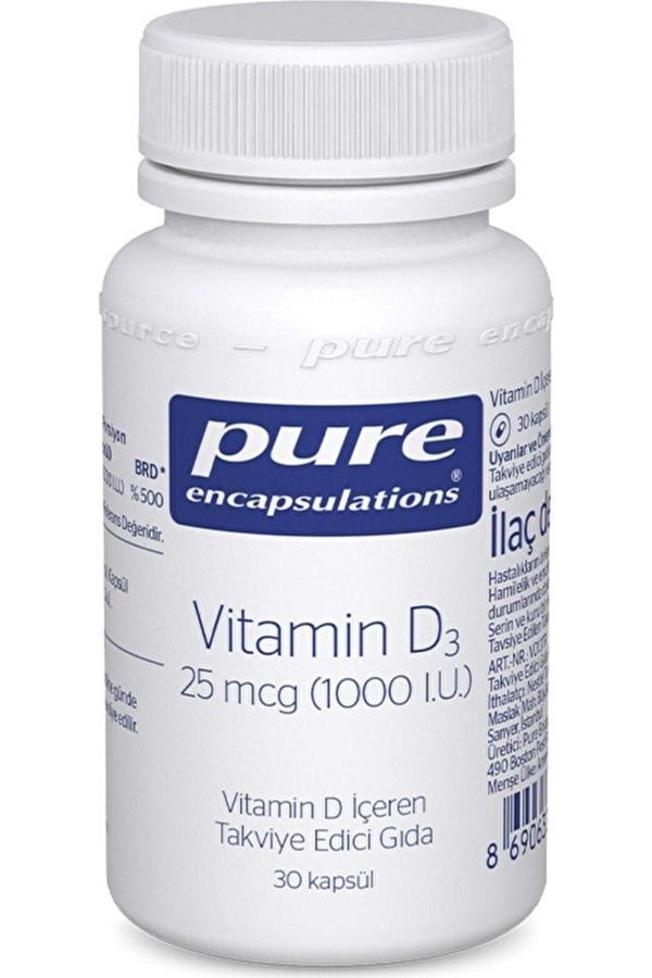 Pure Encapsulations Vitamin D3 25 Mcg 1000 Iu 30 Kapsül - Image 1