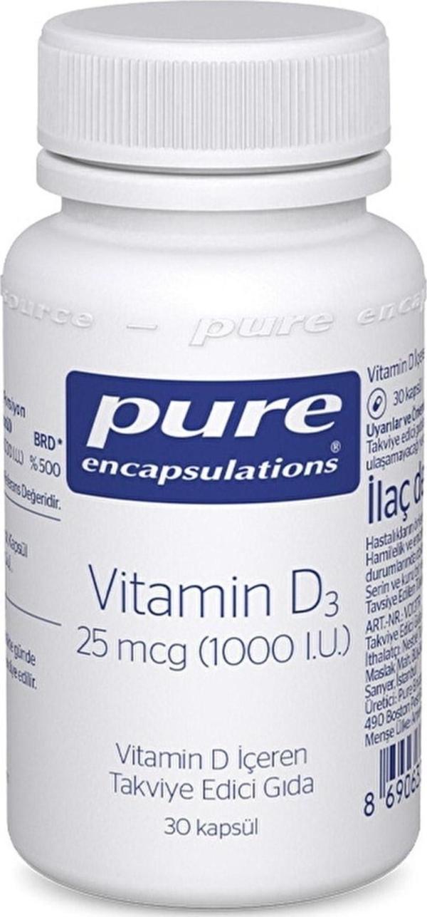 Pure Encapsulations Vitamin D3 25 Mcg 1000 Iu 30 Kapsül - Image 1