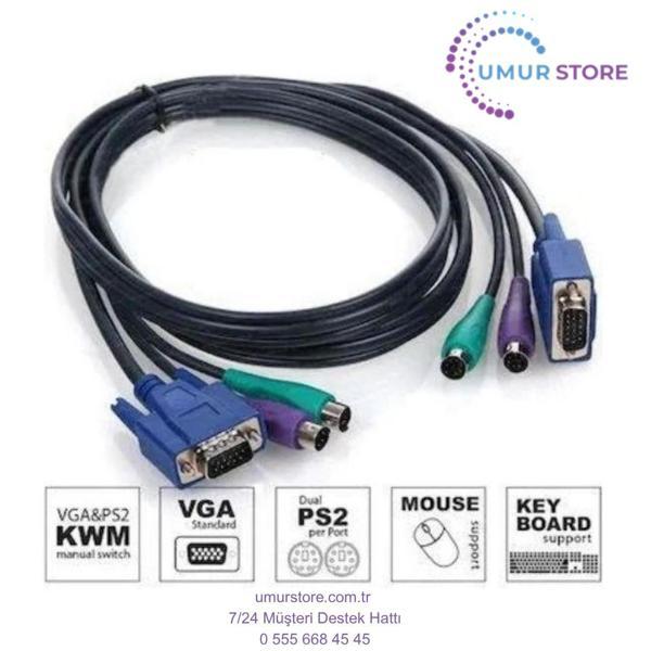 3 Metre Ps2 Kvm Switch Kablo VGA Dişi Erkek Kvm Switch Kablosu - Image 1