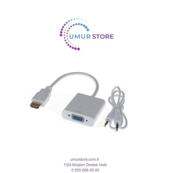 HDMI To VGA Ses Çıkışlı Kablo Çevirici Dönüştürücü Adaptör - Image 1