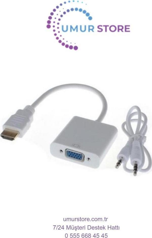 HDMI To VGA Ses Çıkışlı Kablo Çevirici Dönüştürücü Adaptör - Image 1