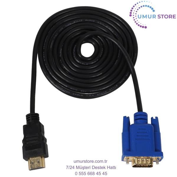 Hdtv HDMI Altın Erkek - VGA Erkek 15PIN Adaptör Kablosu 6ft 1.8m 1080P (Yurt Dışından) - Image 1