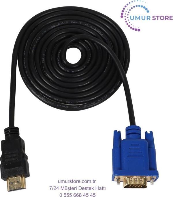 Hdtv HDMI Altın Erkek - VGA Erkek 15PIN Adaptör Kablosu 6ft 1.8m 1080P (Yurt Dışından) - Image 1