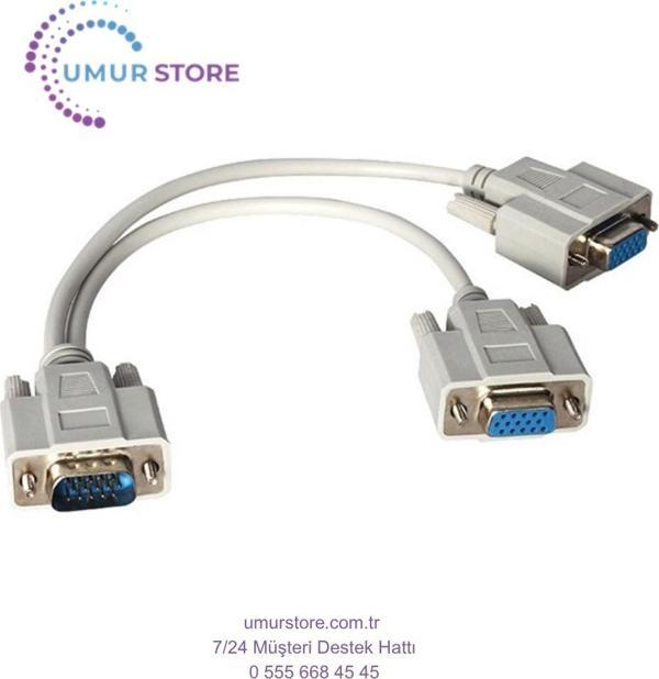 x VGA Erkek / 2 x VGA Dişi 30 cm VGA Çatal Kablo - Image 1