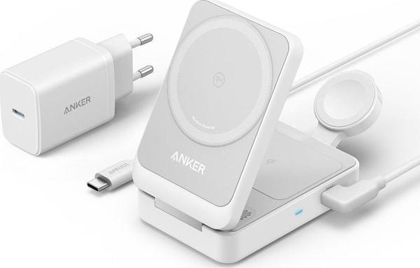 Anker B2557 MagGo Beyaz 3in1 Kablosuz Hızlı Şarj Aleti - Image 1