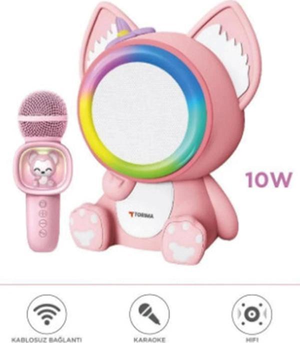 Taşınabilir RGB Işılı Sevimli Figürlü Mikrofonlu Karaoke Bluetooth Hoparlör - Image 1