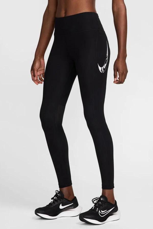 Nike Dri Fit Fast Mid Rise 7/8 Leggings Tight Kadın 3 Cepli Spor Tayt Siyah - Image 1