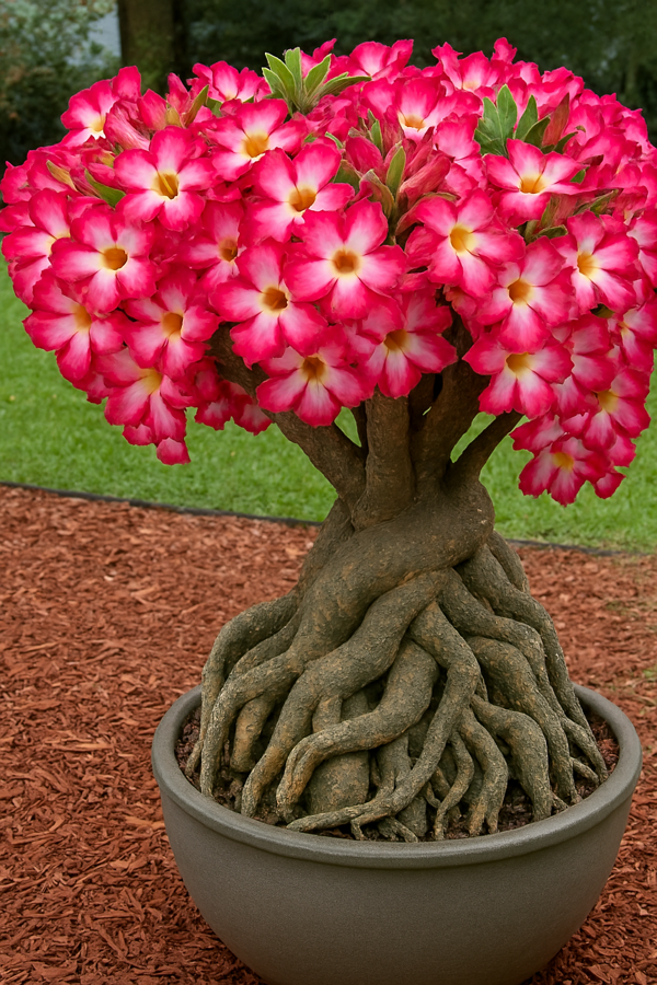 5 Yaşında Bol Tomurcuklu Çöl Gülü (Adenium) Bonsai Saksı Çiçeği - Özel Cins Salon Bitkisi - Image 1