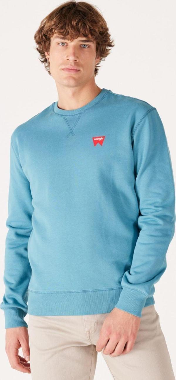 Wrangler Regular Fit Normal Kesim Bisiklet Yaka %100 Pamuk Mavi Erkek Sweatshirt - Image 1