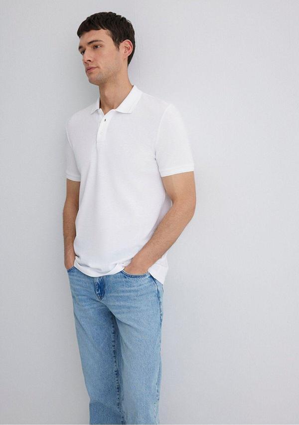 Mavi Beyaz Polo Tişört Slim Fit / Dar Kesim 064946-27879 - Image 1