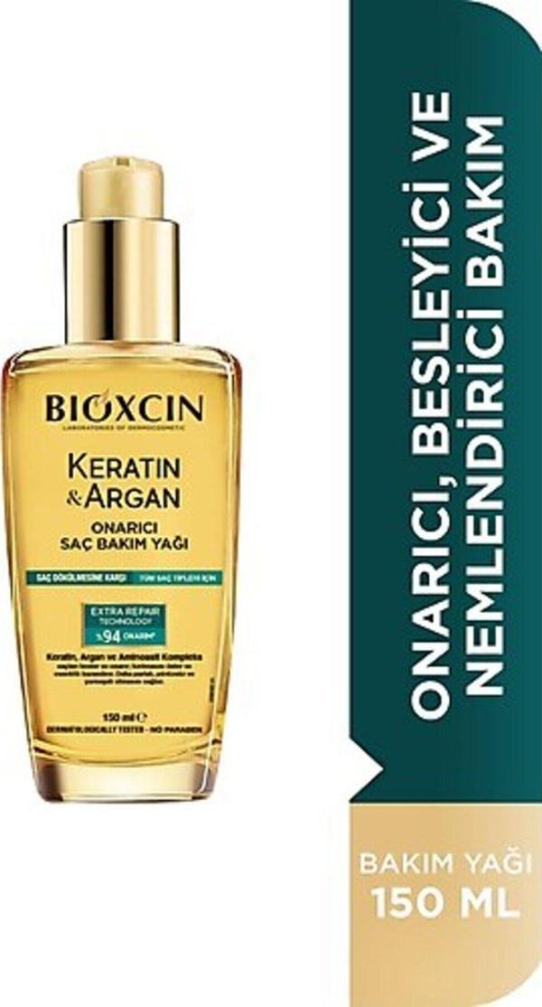 Bioxcin Keratin & Argan Onarıcı Saç Bakım Yağı 150 Ml - Yıpranmış Ve Hasar Görmüş Saçlar - Image 1