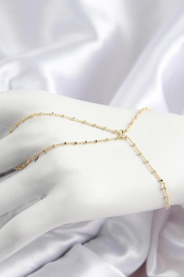 Pirinç Boncuk Zincirli X Model Gold Renk Kadın Şahmeran - Image 1