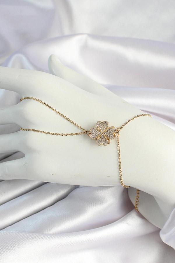316L Çelik Gold Renk Zincirli Dönen Yonca Figürlü Şahmeran - Image 1