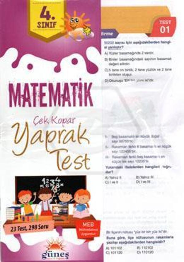 Güneş Yayınları 4. Sınıf Matematik Yaprak Test - Güneş Yayınları - Image 1