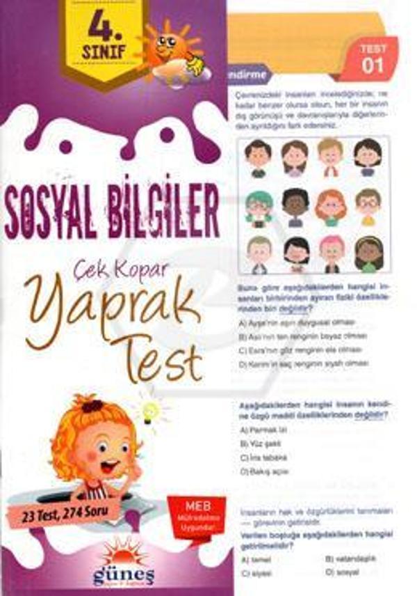 Güneş Yayınları 4. Sınıf Sosyal Bilgiler Yaprak Test - Güneş Yayınları - Image 1