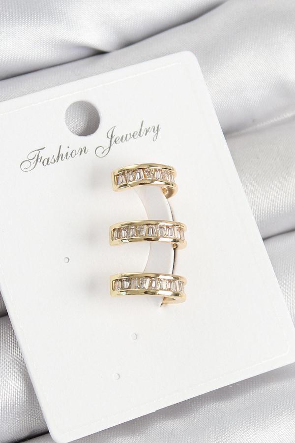 Pirinç Su Yolu Model Gold Renk Sağ Kıkırdak Küpe - Image 1