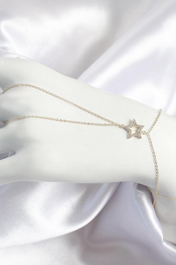 Pirinç Zirkon Taşlı Yıldız Model Gold Renk Kadın Şahmeran - Image 1