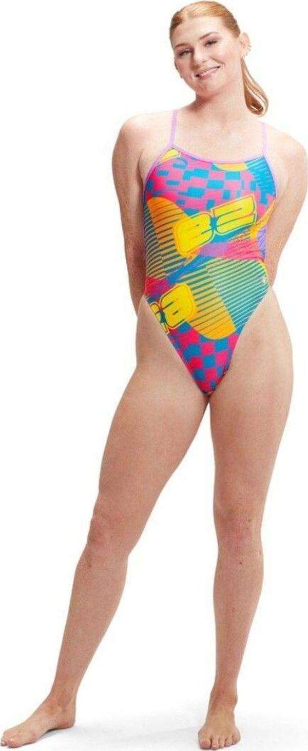 Speedo Allover Digital V Back Kadın Yüzücü Mayosu - Image 1