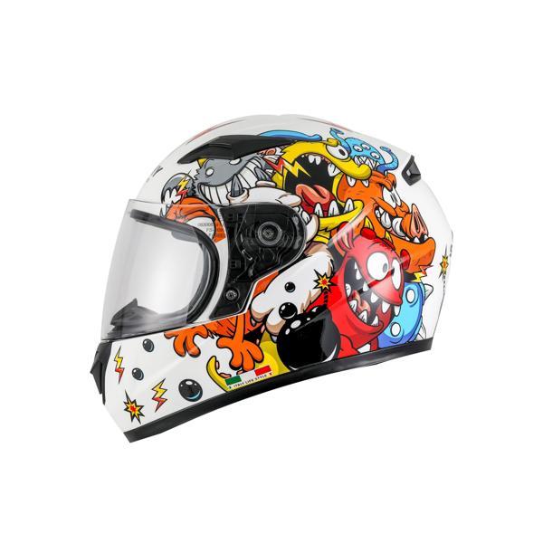 Sway 815K Full Face Şeffaf Vizör Çocuk Motosiklet Kaskı M Beden Monster Model - Image 1